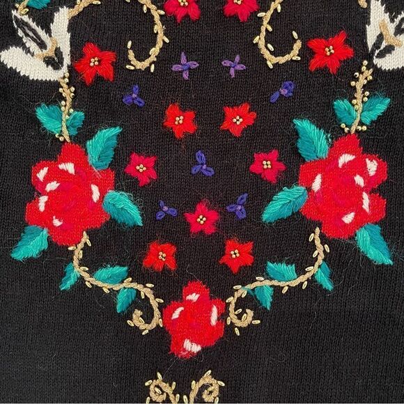 Vintage Jaclyn Smith Christmas Sweater Metallic Embroidered Beaded Women's M - Picture 4 of 11